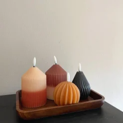 LED kaars duo - beige/bruin - ø7x10 cm