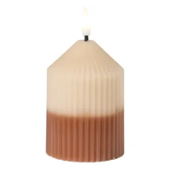 LED kaars duo - beige/bruin - ø7x10 cm
