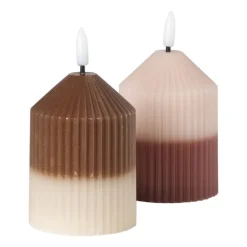 LED kaars duo - roze/lichtroze - ø7x10 cm