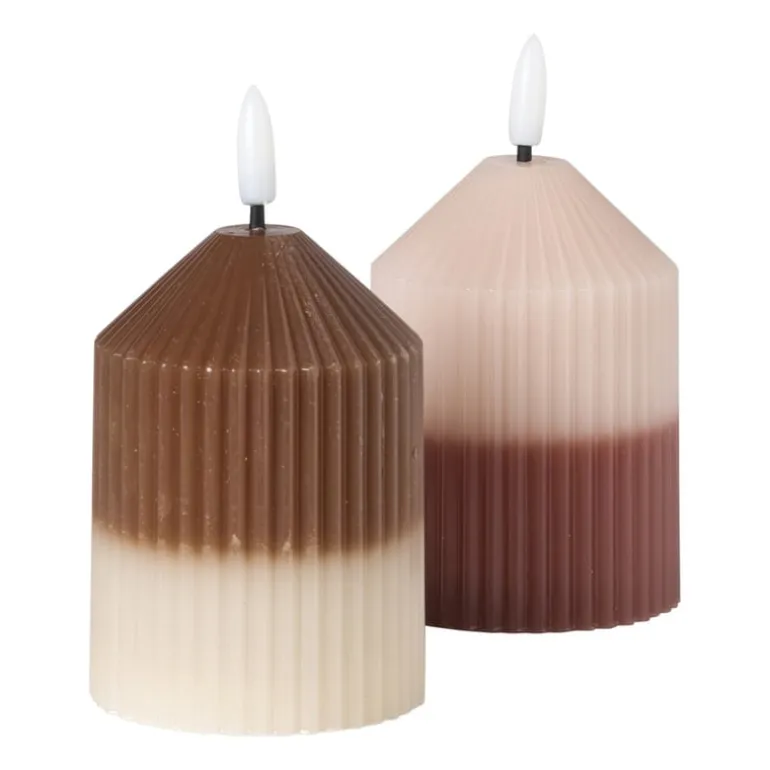 LED kaars duo - roze/lichtroze - ø7x10 cm