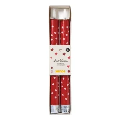 LED kaars hartjes - roze/rood - ø2.2x24 cm
