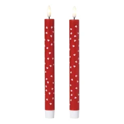 LED kaars hartjes - roze/rood - ø2.2x24 cm