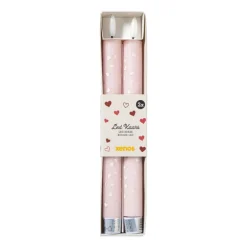 LED kaars hartjes - roze/rood - ø2.2x24 cm