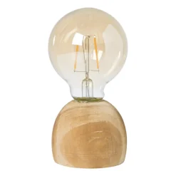 LED lamp houten voet - hout/glas - ø8x13.5 cm