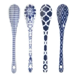 Lepels Mico - blauw/wit - set van 4