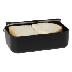 Lunchbox met elastiek - zwart - 6.8x19x12 cm