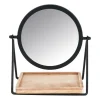 Make-up spiegeltje met plankje - zwart - 19x14x21 cm