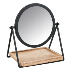Make-up spiegeltje met plankje - zwart - 19x14x21 cm