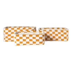Mand checks groot - oranje/wit - 15x36x26 cm