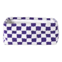 Mand checks groot - paars/wit - 15x36x26 cm