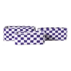 Mand checks klein - paars/wit - 11x30x20 cm