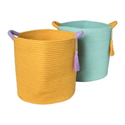 Mand colors hoog - blauw/oranje - ø34x34 cm
