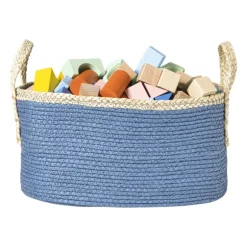 Mand colors rechthoekig - blauw/bruin - 16x30x20 cm