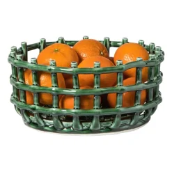 Mand keramiek klein - groen - ø23x11 cm