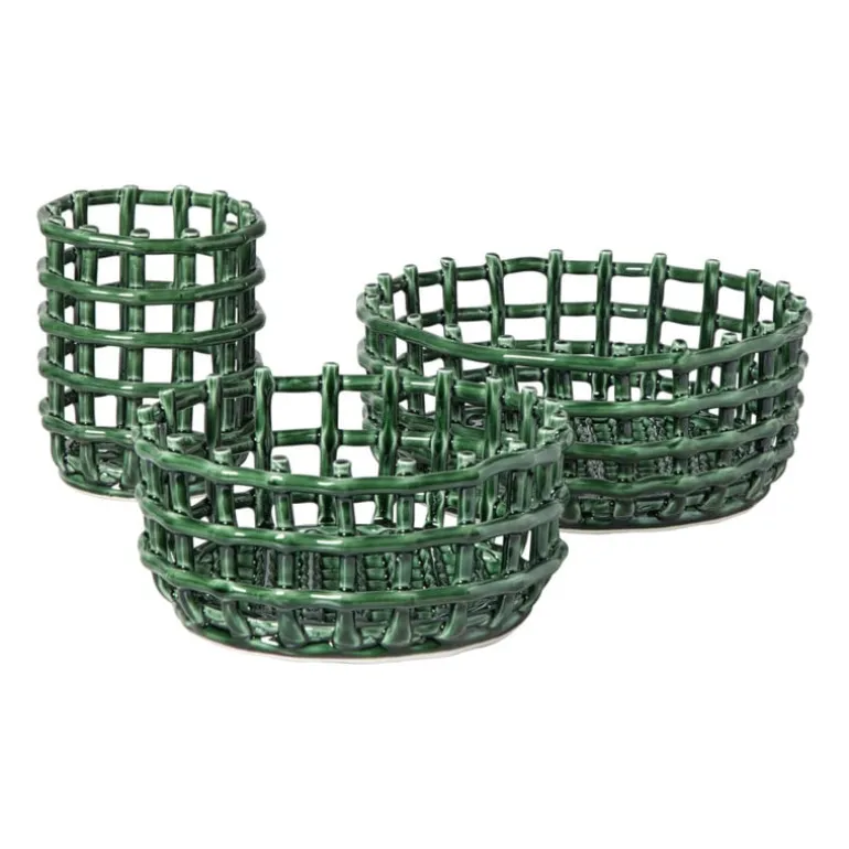 Mand keramiek klein - groen - ø23x11 cm