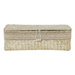 Mand met deksel Stijn - naturel - 9.5x32x12 cm