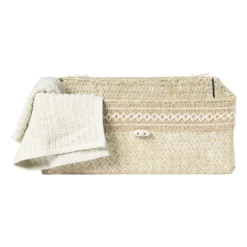 Mand met deksel Stijn - 12x30x21 cm - wit