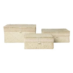 Mand met deksel Stijn - 12x30x21 cm - wit