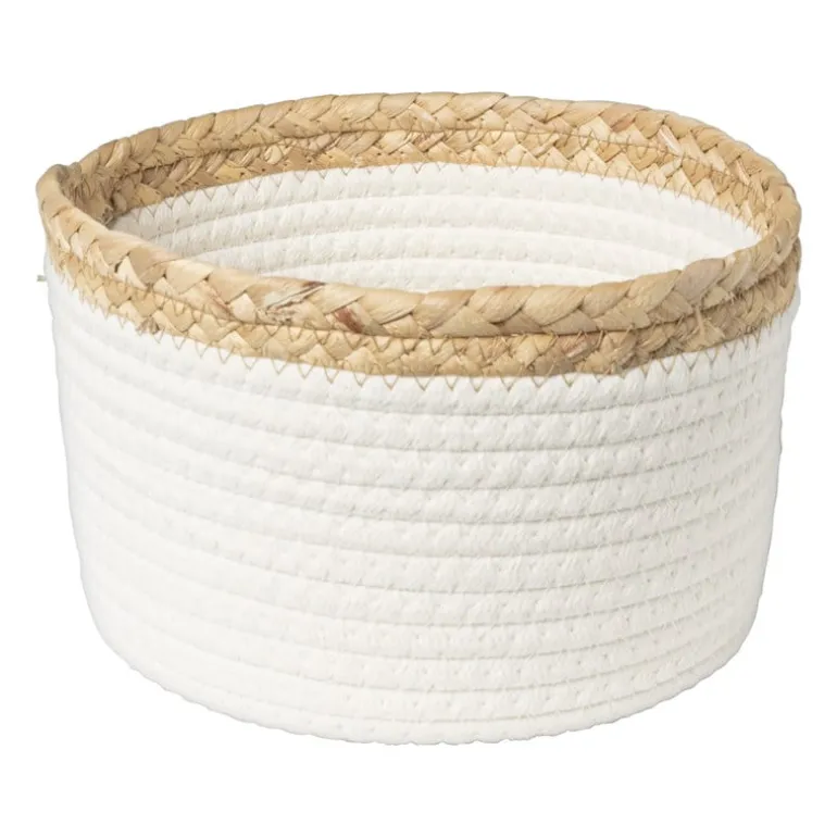 Mand wit met bruine rand - ø25x15 cm