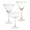 Martiniglas roze gouden rand - glas - 220 ml