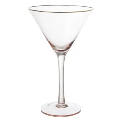 Martiniglas roze gouden rand - glas - 220 ml