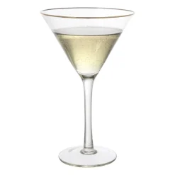Martiniglas roze gouden rand - glas - 220 ml