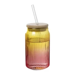 Mason jar iriserend - roze - ø7.5x14 cm