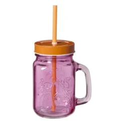 Mason jar palmboom - roze - 450 ml