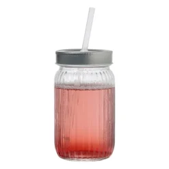 Mason jar ribbel - transparant - 450 ml