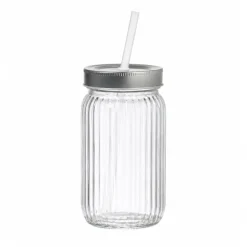 Mason jar ribbel - transparant - 450 ml
