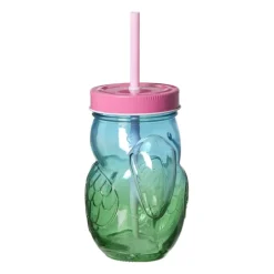 Mason jar toekan - groen/roze - 400 ml