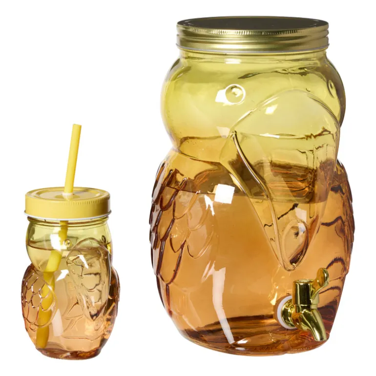 Mason jar toekan - oranje/geel - 400 ml