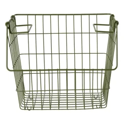 Metalen stapelmand - groen - 26x31.5x31 cm