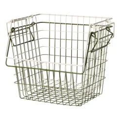 Metalen stapelmand - wit - 26x31.5x31 cm