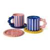 Mini plateau golvende rand - blauw - ø13.8x1.5 cm - Happy at Home by Sanny