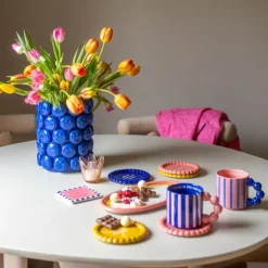 Mini plateau golvende rand - roze - ø13.8x1.5 cm - Happy at Home by Sanny