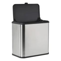 Mini prullenbak - zwart/zilverkleurig - 16.8x25x24.2 cm