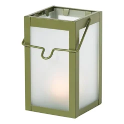 Mini windlichtje - groen/grijs - ø8x14 cm - diverse varianten