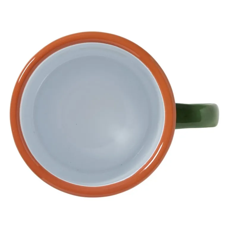 Mok emaille - groen/oranje - 350 ml