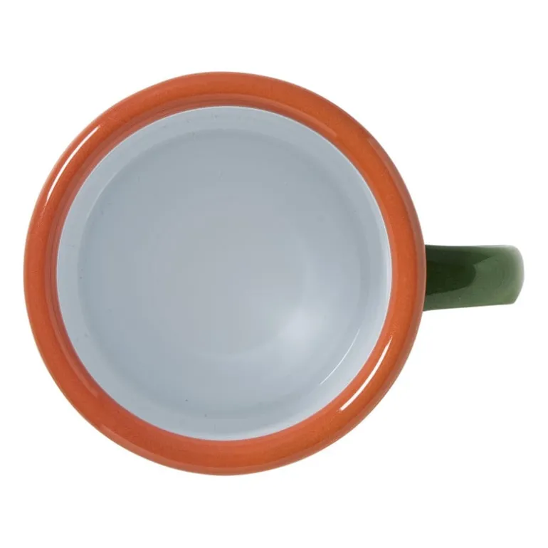Mok emaille mini - groen/oranje - 150 ml