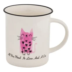 Mok kat met tekst - diverse kleuren - 30 cl