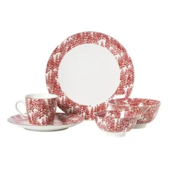 Mok Mirna blaadjes - rood/wit - 360 ml