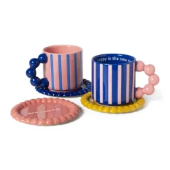 Mok smiley - roze/blauw - 300 ml - Happy at Home by Sanny