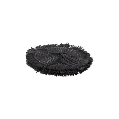 Onderzetters franje zwart - set van 4 - ø10 cm