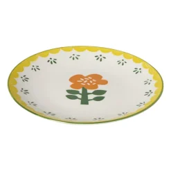 Ontbijtbord bloem - geel - ø21.7x2.1 cm