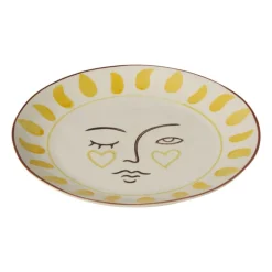 Ontbijtbord luna - beige/roze/geel - ø21x2.5 cm