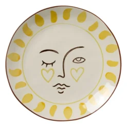 Ontbijtbord luna - beige/roze/geel - ø21x2.5 cm