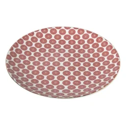 Ontbijtbord Mirna bloem - rood/wit - ø22x2 cm