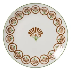 Ontbijtbord print - groen/bruin - ø20.5x2 cm