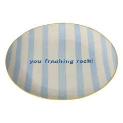Ontbijtbord streep - blauw - ø2.5x21 cm - Happy at Home by Sanny